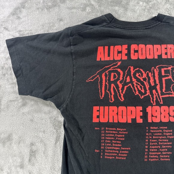 Vintage 1989  Alice Cooper Trashes Tour T-Shirt Men's Medium Band Double-Sided - Picture 14 of 16